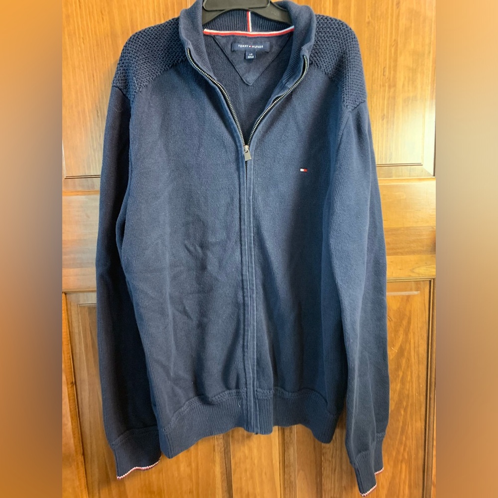 Men’s Large Tommy Hilfiger 100% cotton Full zip up sweater jacket - Picture 1 of 6